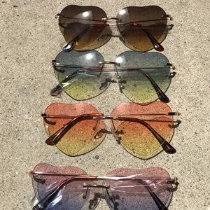 NEW Rimless Beveled Heart Shape Crystal Sunglasses